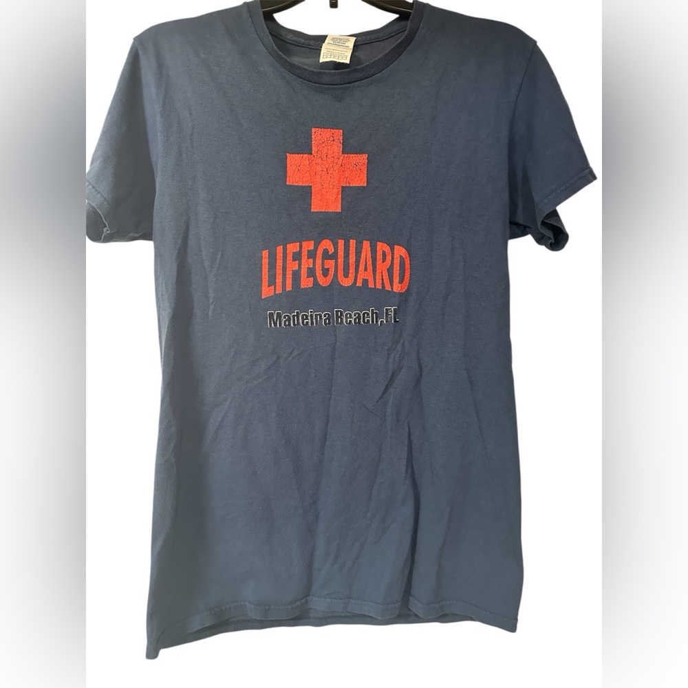 Madeira Beach Florida Lifeguard Tee – Faded Navy Blue – Women’s Small
